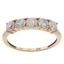 9ct Yellow Gold 0.80ct Brilliant Cut Diamond Five Stone Ring