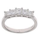 18ct White Gold 1.00ct Princess Cut Diamond Five Stone Ring