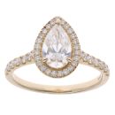 Lab Grown 9ct Yellow Gold 1.75ct Pear And Brilliant Cut Diamond Cluster Ring