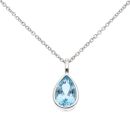 925 Sterling Silver Blue Topaz Teardrop Pendant And Chain 18"