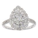 18ct White Gold 1.05ct Diamond Cluster Pear Ring by Anya Belle