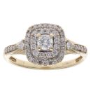 9ct Yellow Gold 0.45ct Brilliant Cut Diamond Cluster Ring