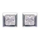 Silver Cubic Zirconia Square Stud Earrings