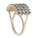 9ct Yellow Gold 0.70ct Blue Diamond Four Row Ring
