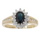 18ct Yellow Gold Sapphire and 0.33c Diamond Cluster Ring