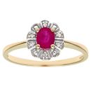 9ct Yellow Gold Ruby and Diamond Ring
