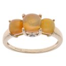 9ct Yellow Gold Cubic Zirconia and Opal Three Stone Ring