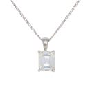 18ct White Gold 1.75ct Emerald Cut Diamond Solitaire Pendant and Chain 18"