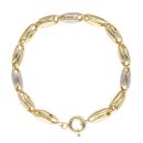 14ct Yellow and White Gold Textured Fancy Bracelet 8"