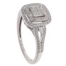 9ct White Gold 0.70ct Princess And Brilliant Cut Diamond Cluster Ring