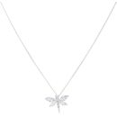 Silver Cubic Zirconia Dragonfly Pendant And Chain 18" By Icesia
