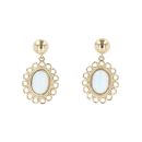 9ct Yellow Gold Created Opal Drop Earrings