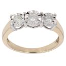 9ct Yellow Gold 0.25ct Brilliant Cut Diamond Trilogy Ring
