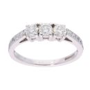 18ct White Gold 0.75ct Diamond Trilogy Ring