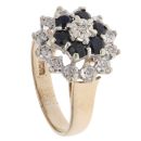 9ct Yellow Gold 0.15ct Diamond and Sapphire Cluster Ring
