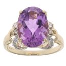 9ct Yellow Gold 0.05ct Dimond And Amethyst Ring