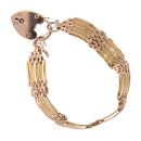 9ct Rose Gold Heart Lock Gate Bracelet 7"
