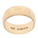 9ct Yellow Gold Patterned Wedding Band 7mm