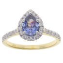 Gold Plated Silver Blue Gemstone And Cubic Zirconia Cluster Ring