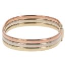 9ct Yellow, White And Rose Gold Three Band Bangle
