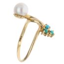 18ct Yellow Gold Pearl And Turquoise Crossover Ring