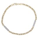 14ct Yellow And White Gold Cubic Zirconia Bar And Byzantine Bracelet 8.5"