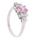 9ct White Gold Pink Topaz And Cubic Zirconia Ring