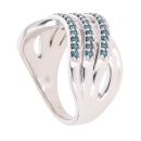 9ct White Gold 0.75ct Brilliant Cut Blue Diamond Crossover Ring