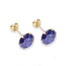 9ct yellow gold 8mm tanzanite CZ stud Earrings