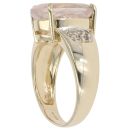 9ct Yellow Gold Rose Quartz And Cubic Zirconia Dress Ring