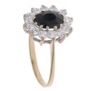9ct Yellow Gold Sapphire And Cubic Zirconia Cluster Ring