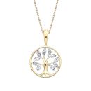 18ct Yellow ﻿Gold on Sterling Silver Diamond Tree of Life Pendant Necklace