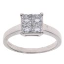 18ct White Gold 0.80ct Princess Cut Diamond Cluster Ring