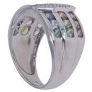 9ct White Gold 0.03ct Diamond and Multi Gemstone Buckle Ring