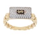 14ct Yellow Gold Monaco Classic Cubic Zirconia Pave Signet Ring