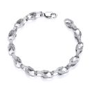 Sterling Silver Men's Patterned Tulip 9'' Bracelet