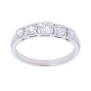 Platinum 1ct 5 Stone Diamond Ring