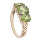 9ct Yellow Gold 0.05ct Diamond And Peridot Three Stone Ring