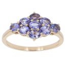 9ct Yellow Gold Tanzanite Cluster Ring