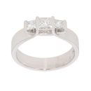18ct White Gold 0.65ct Princess Cut Diamond Trilogy Ring