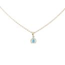 14ct Yellow Cubic Zirconia Blue Gemstone Pendant 24"