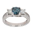 14ct White Gold 1.70ct Blue Diamond Trilogy Ring