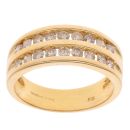 18ct Yellow Gold 0.75ct Diamond Two Row Fancy Ring