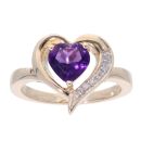 9ct Yellow Gold Created Amethyst And Diamond Stone Set Ring