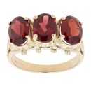 9ct Yellow Gold Garnet Three Stone Ring