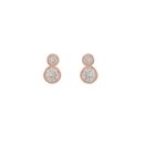 Rose Gold Plated Sterling Silver Double White Cubic Zirconia Stud Earrings