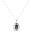 Silver Cubic Zirconia Locket And Chain 18" By Icesia
