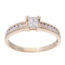 9ct Yellow Gold 0.33ct Princess and Brilliant Cut Diamond Cluster Ring
