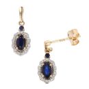 9ct Yellow Gold Sapphire And Diamond Drop Earrings