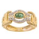 18ct Yellow Gold Green Gemstone And Cubic Zirconia Ring